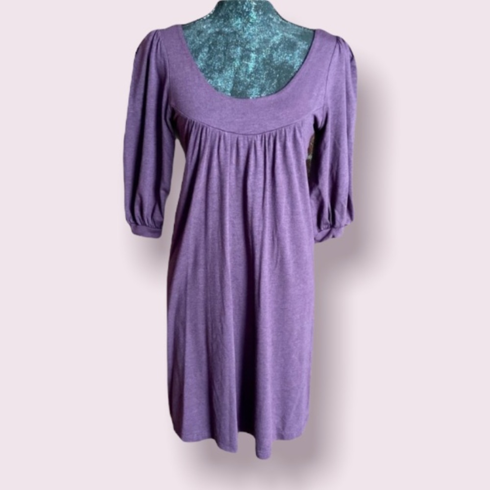 Forever 21 Purple Knit Puffy Sleeves Dress